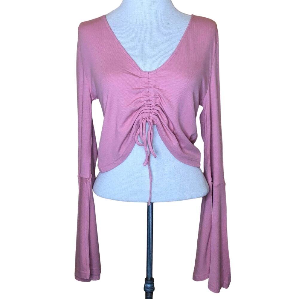 Jack by BB Dakota Shirt Pink Leia Waffle Crop Top New L